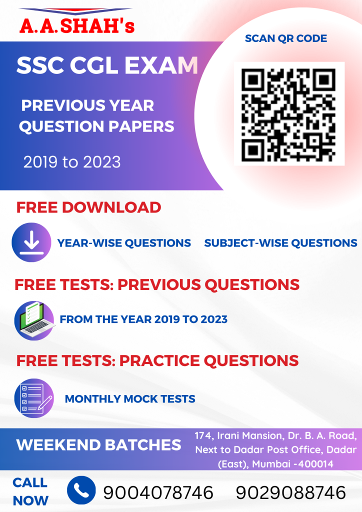 SSC CGL Previous Year Question Papers from 2019 to 2023 are available at www.aashah.com Free download the year-wise, shift-wise and subject-wise questions. Free online tests are also available.