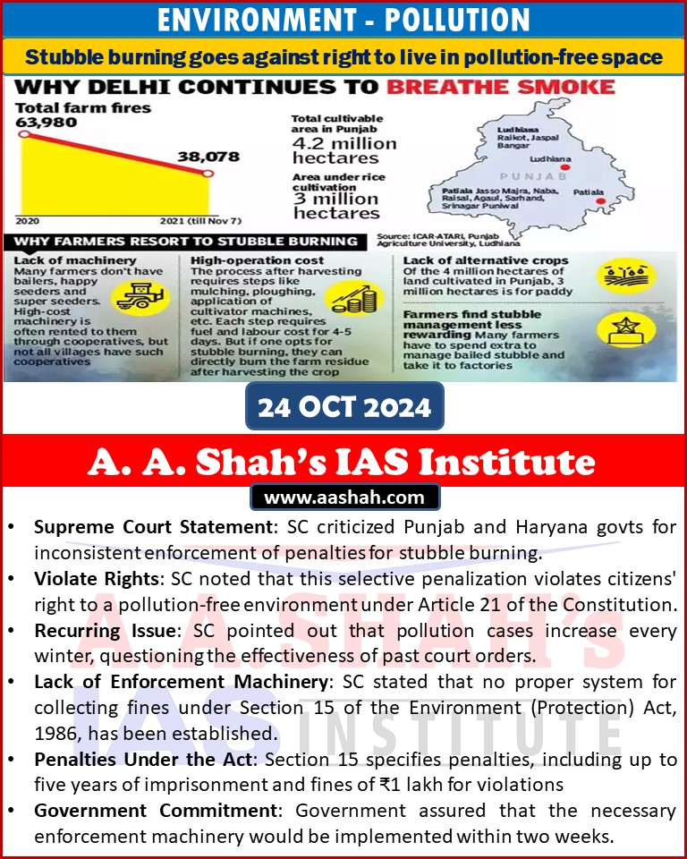 Stubble burning goes against right to live in pollution-free space